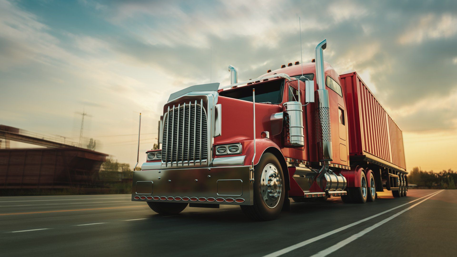 image of semi truck driving