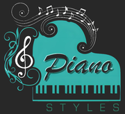 A piano styles logo with a treble clef and music notes