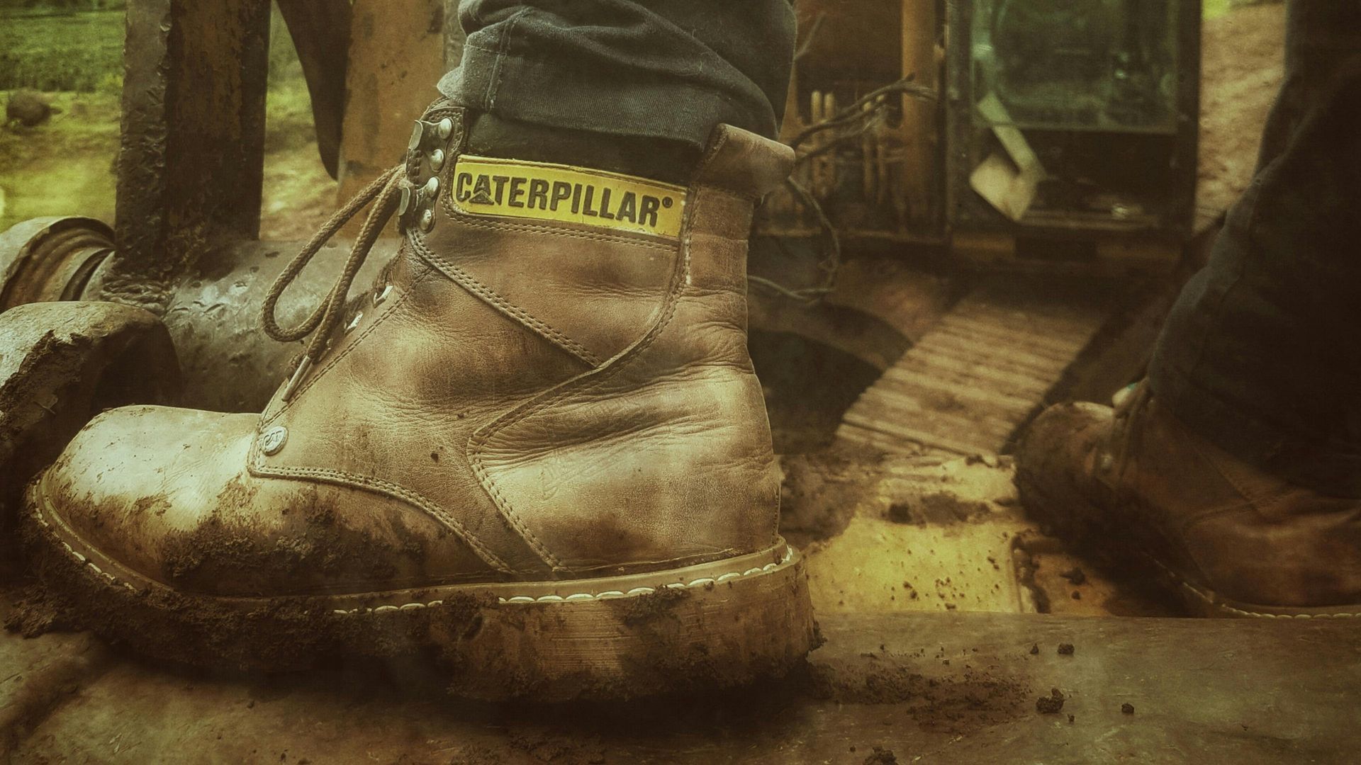 Construction worker wearing boots