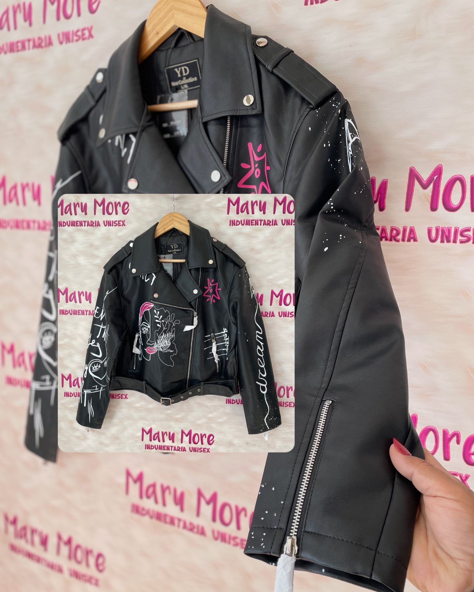 campera eco cuero grafity