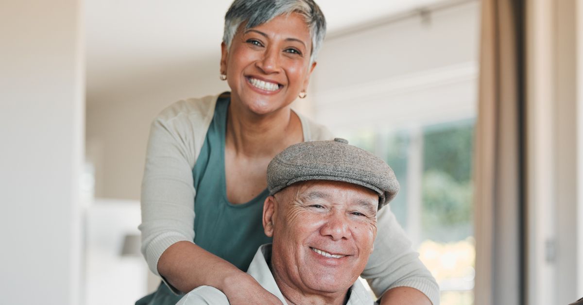 Smiling woman in an assisted living community