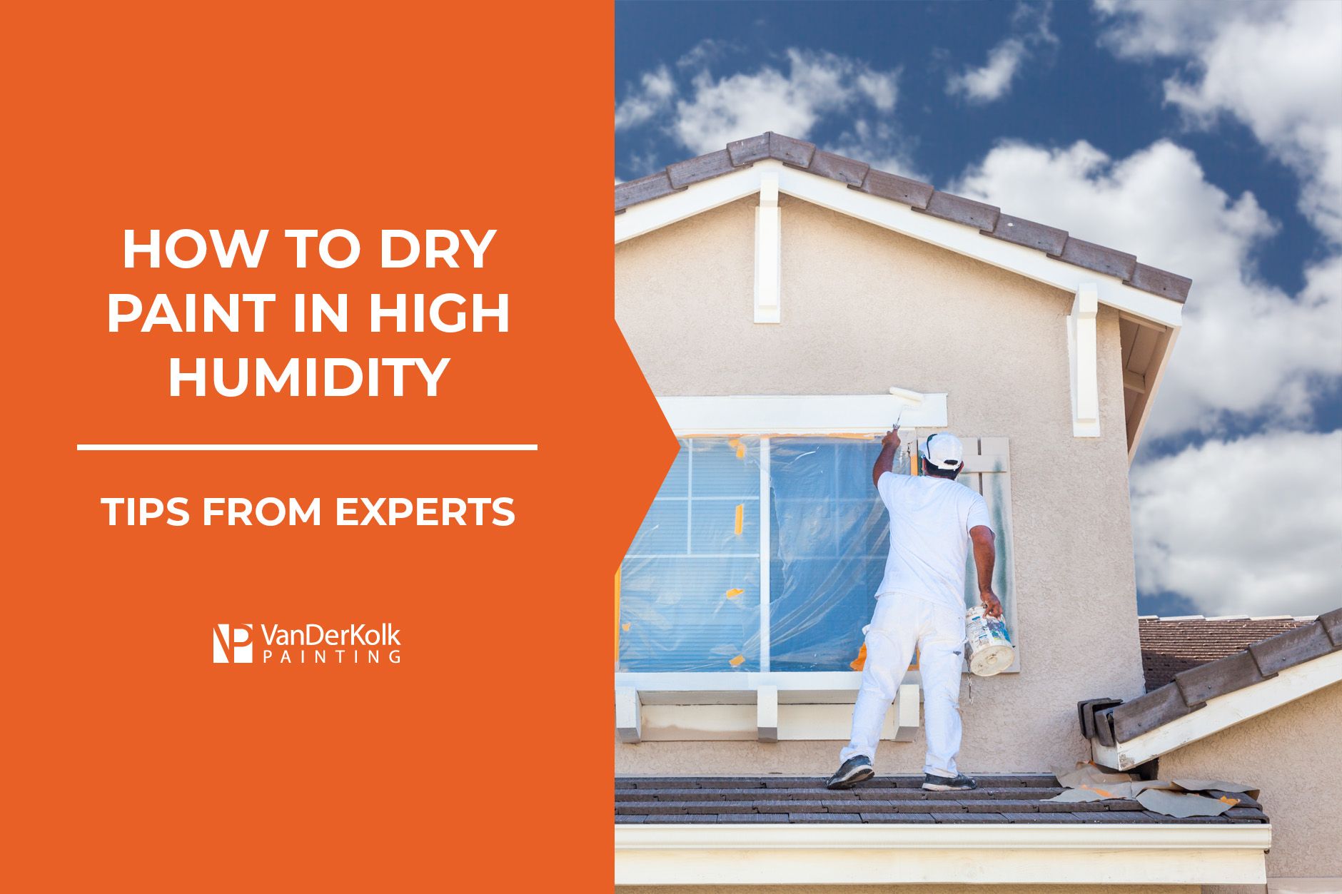 A man is painting a house in high humidity.