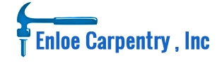 A logo for Enloe Carpentery Inc. with a blue hammer
