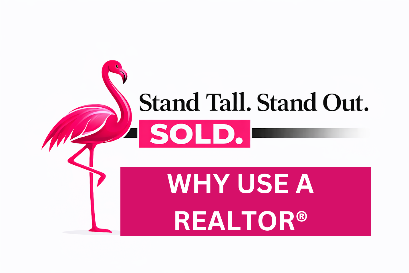 A pink flamingo next to the text 
