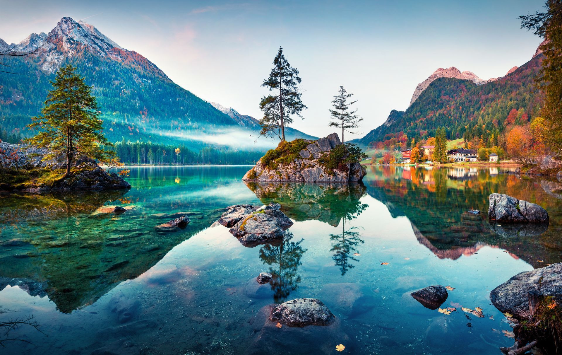Small island in the middle of a lake