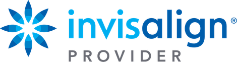 Invisalign Provider logo with blue flower design and text.