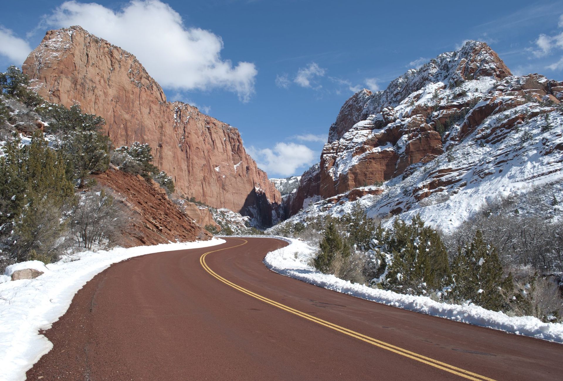 Kolob Canyons Road after a winter storm.