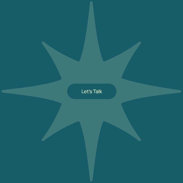 Teal starburst button with “Let’s Talk” in the center