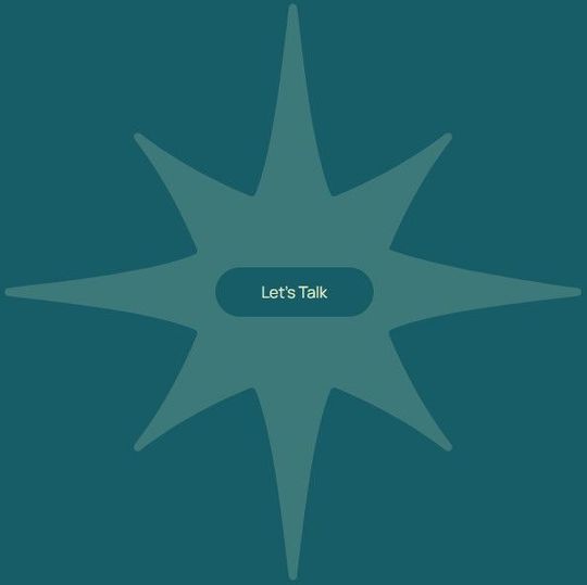 Teal starburst button with “Let’s Talk” in the center