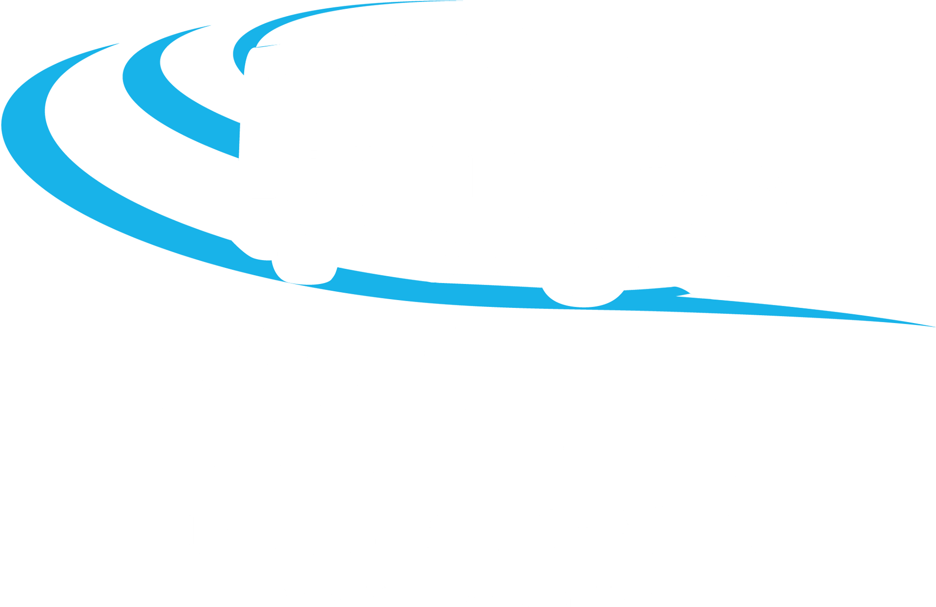 White silhouette of a truck with a blue swoosh design representing a highway or road.