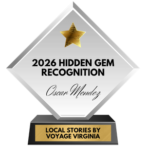 2026 Hidden Gem Recognition trophy with gold star and “Local Stories by Voyage Virginia” plaque