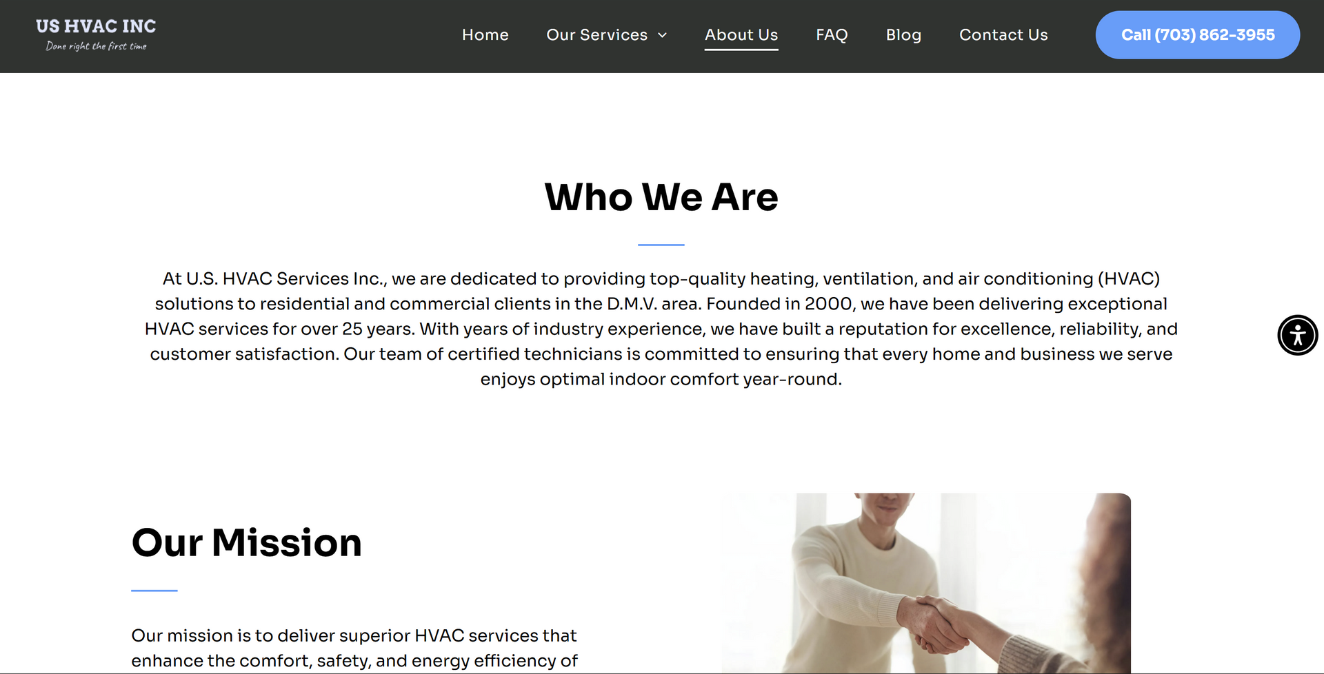Website section: