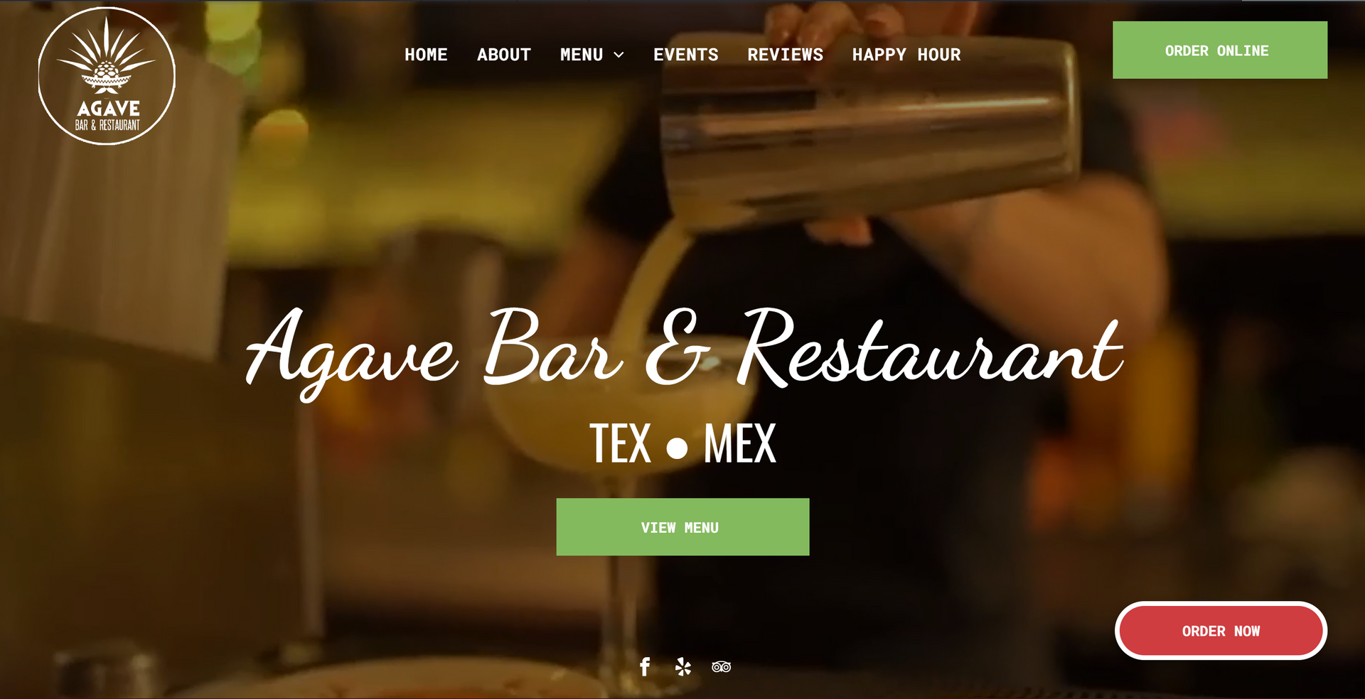 Bartender pouring a drink at Agave Bar & Restaurant,