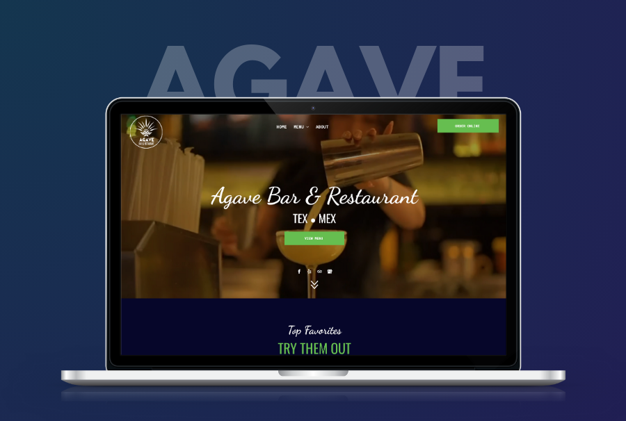 A laptop computer is open to a website for a bar and restaurant.