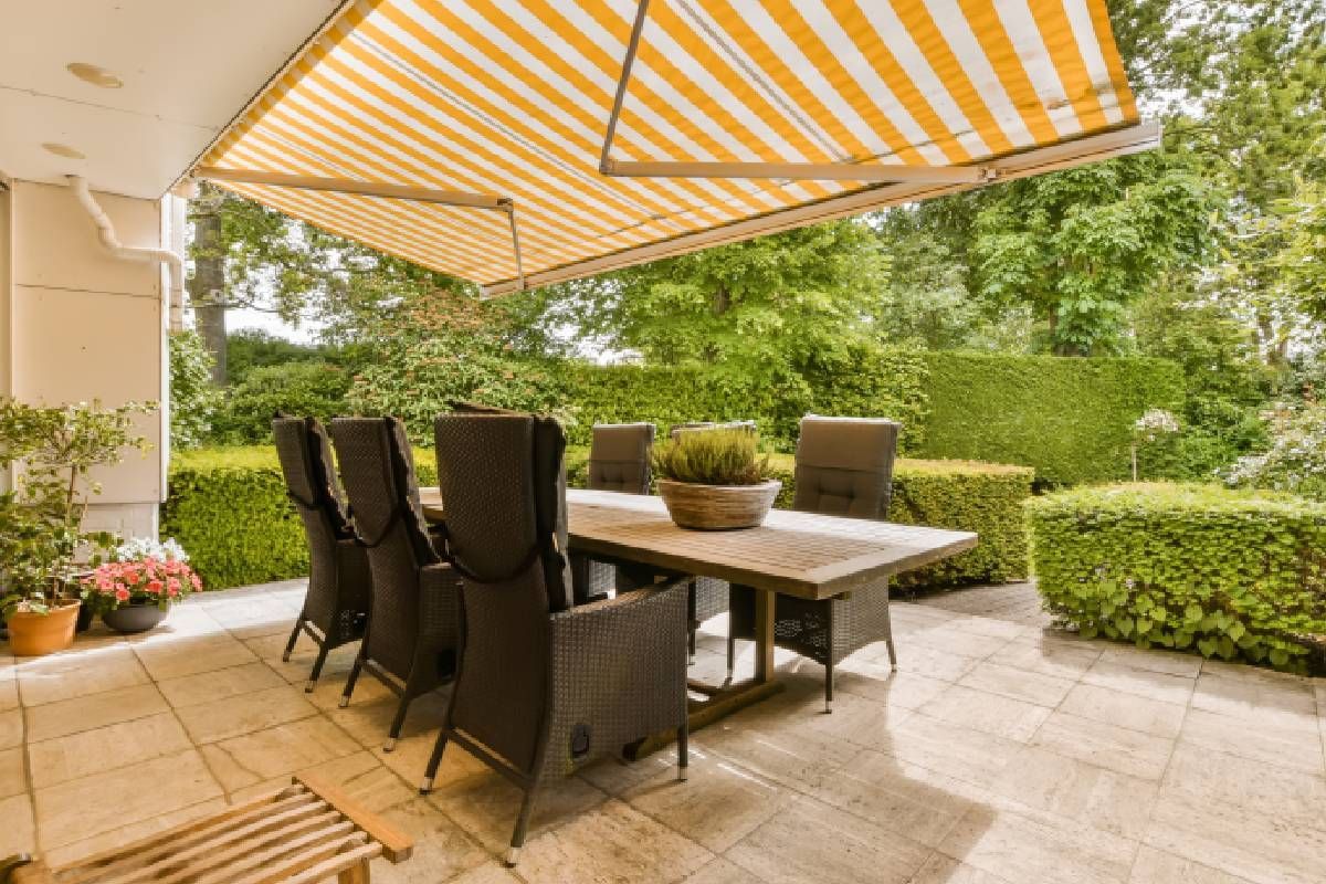 An exterior residential awning near Manasquan, New Jersey (NJ)