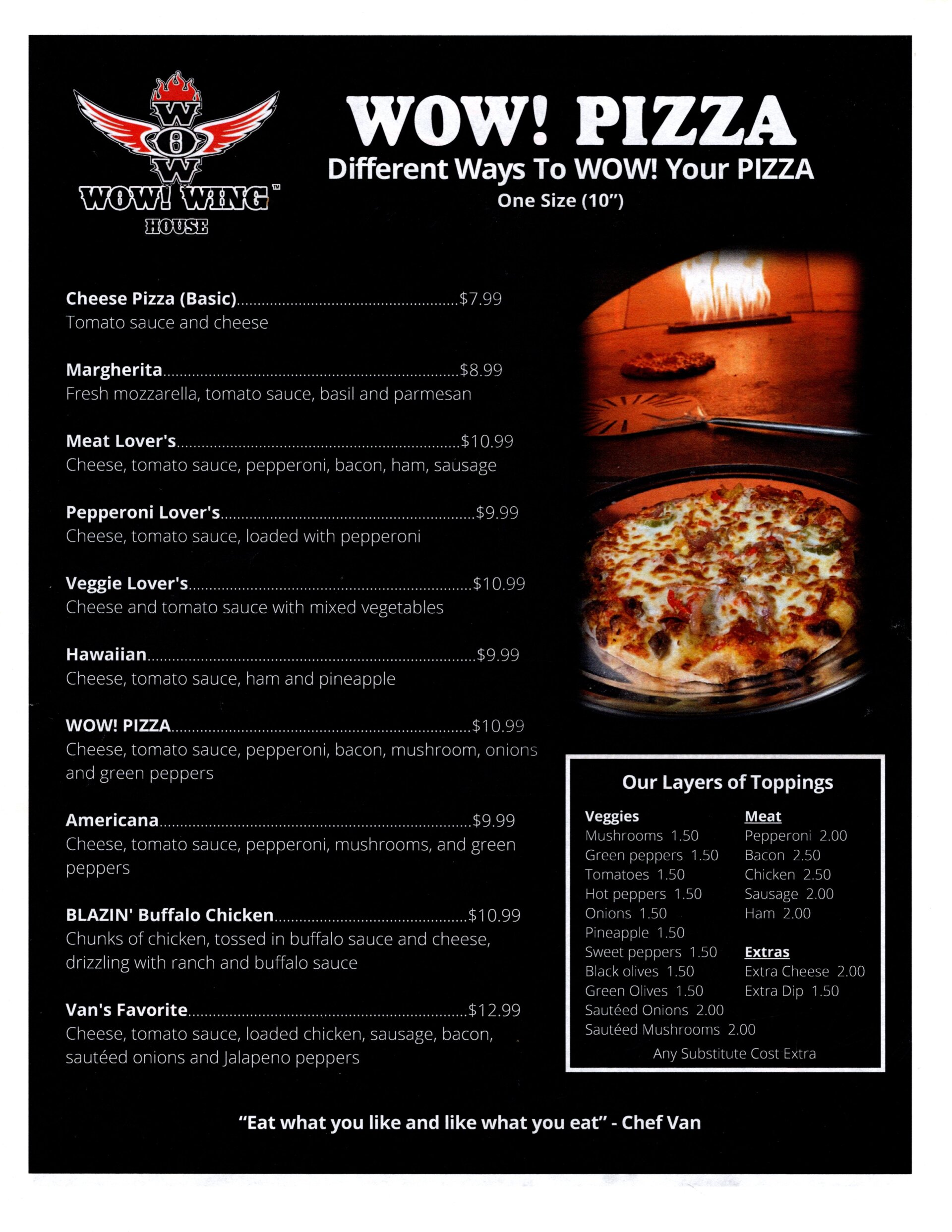 Pizza & Drink Menu Wow Wing House Cape Coral