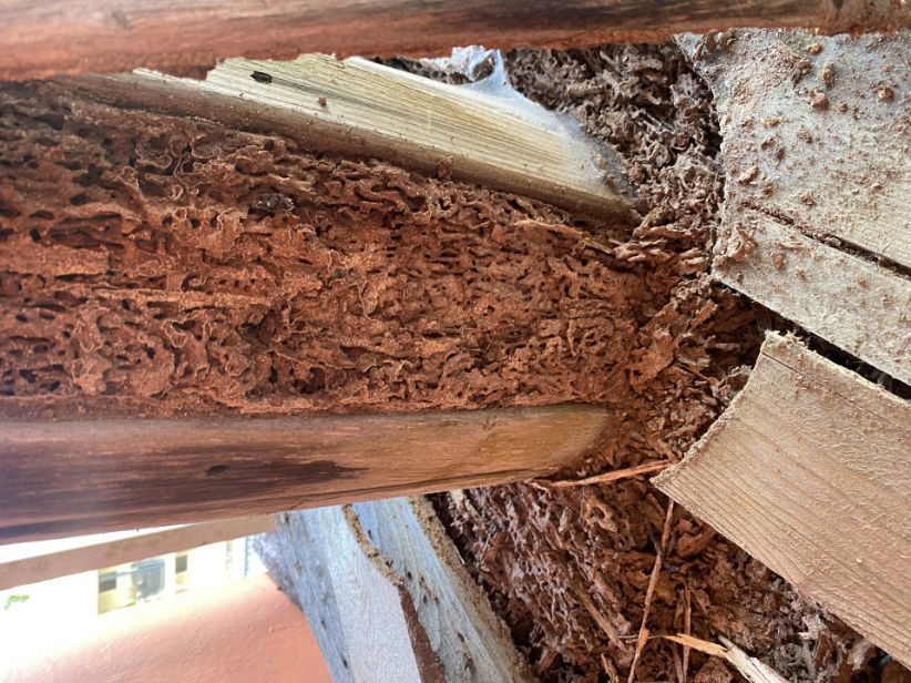 Close up of a wooden beam.