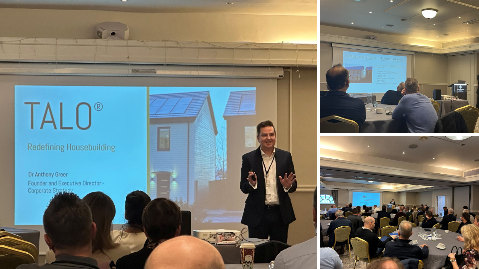 Dr Anthony Greer, TALO's Executive Director for Corporate Strategy speaking about how to redefine housebuilding at a Constructing Excellence event