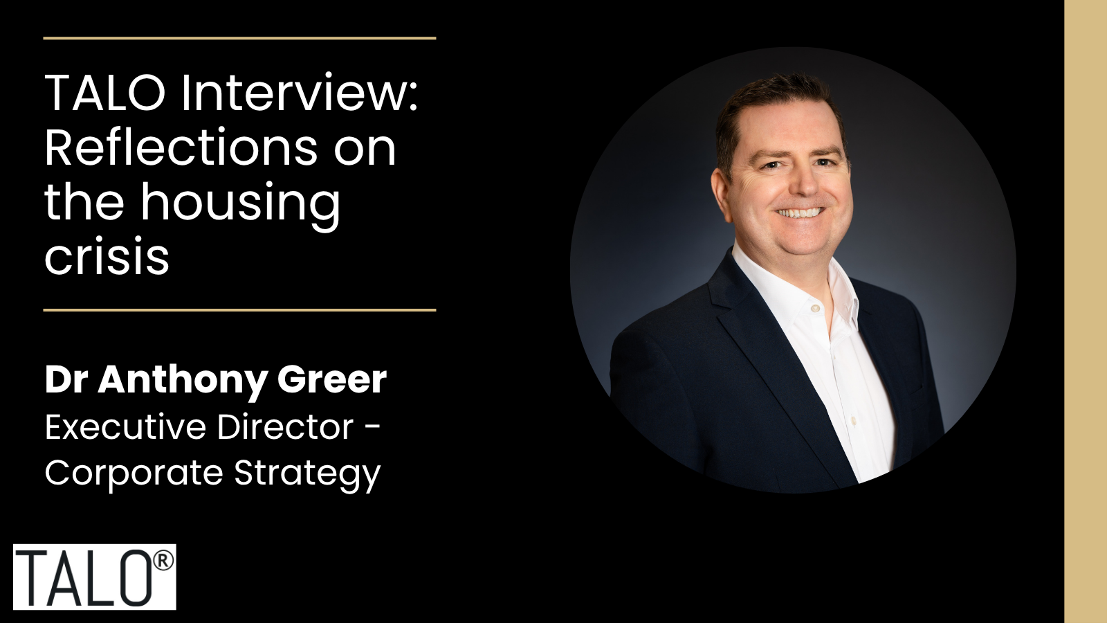 Co-founder of TALO, Dr Anthony Greer, shares his thoughts on the housing crisis and TALO's solutions to eradicating fuel poverty