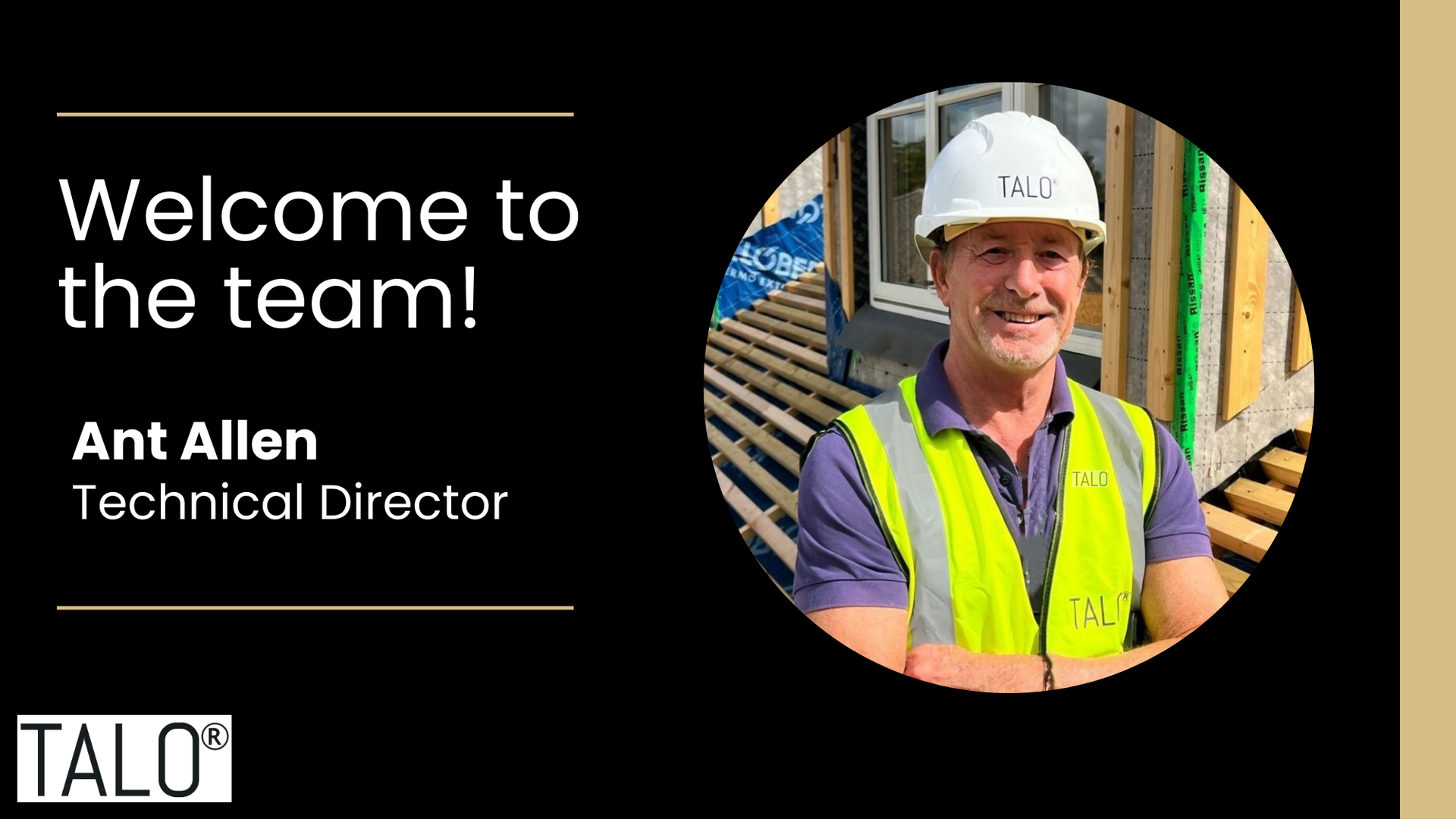 Construction industry leader Ant Allen joins TALO as Technical Director