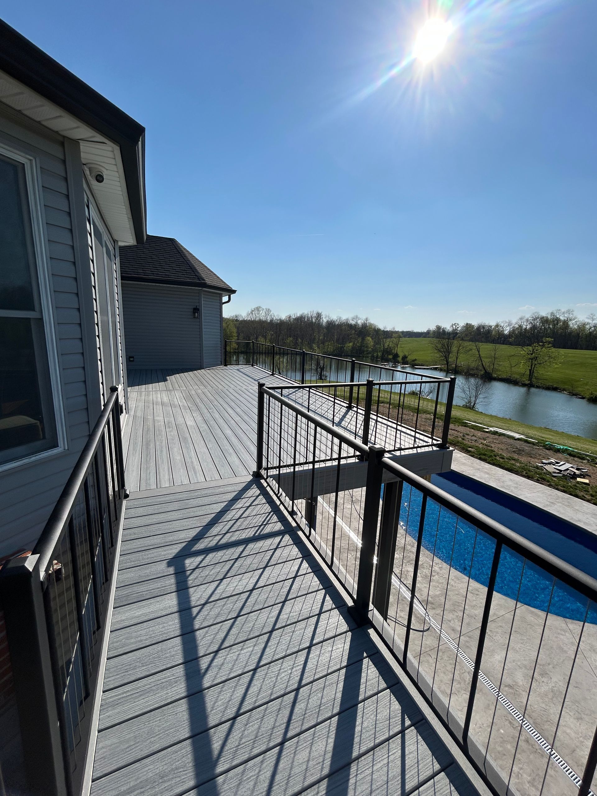 Modern composite decks with built-in lighting.