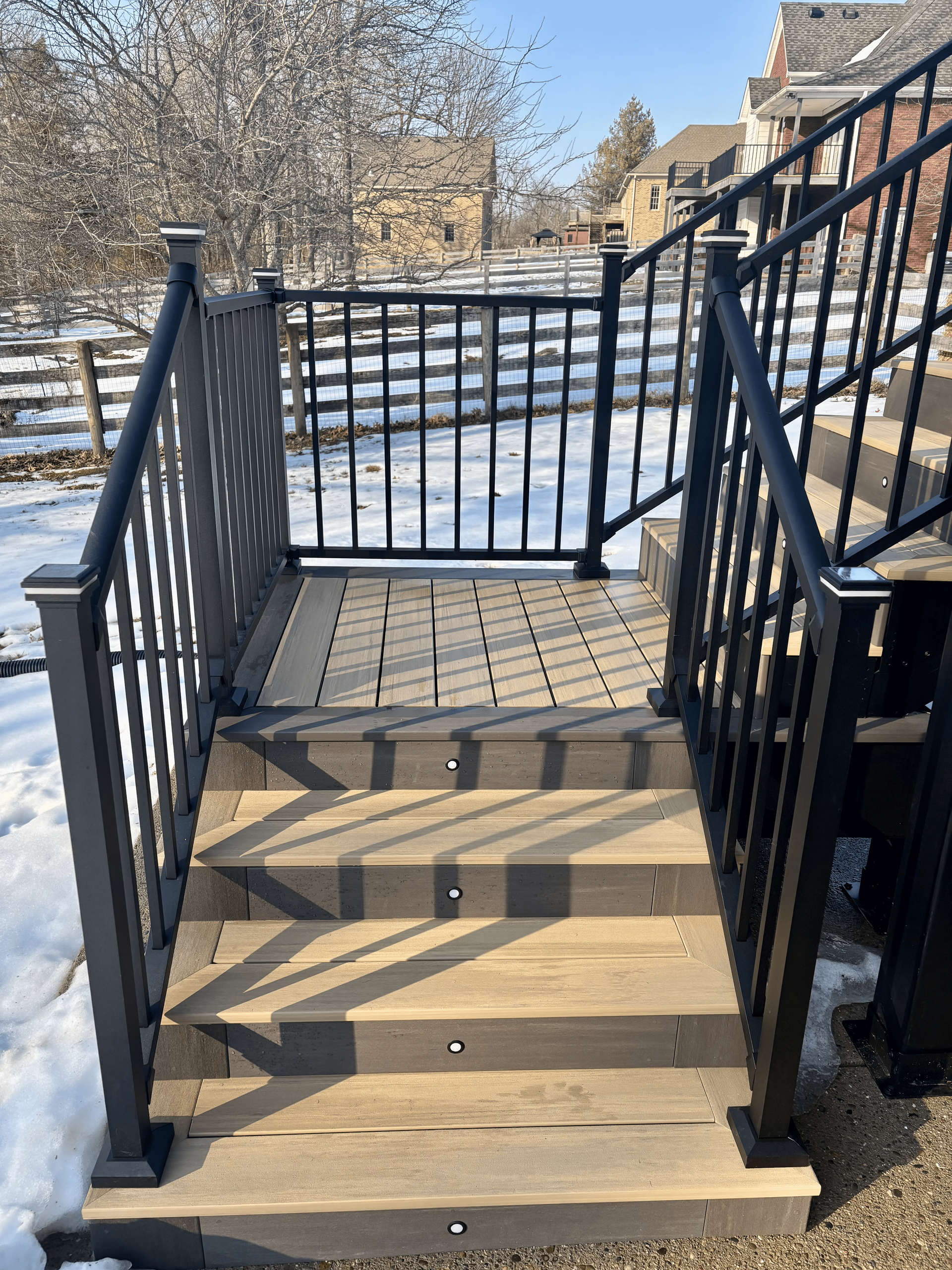 Modern composite deck with built-in lighting in LaGrange