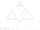 The logo for denali builders is a triangle with a mountain in the middle.