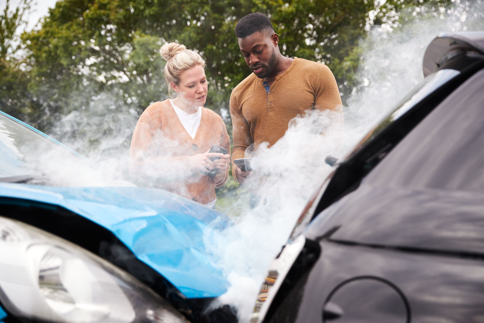 Drivers exchanging information after a car accident