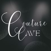 White “Couture Cave” logo on a dark, blurred background