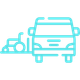 Light blue outline of a bus and a small scooter side by side