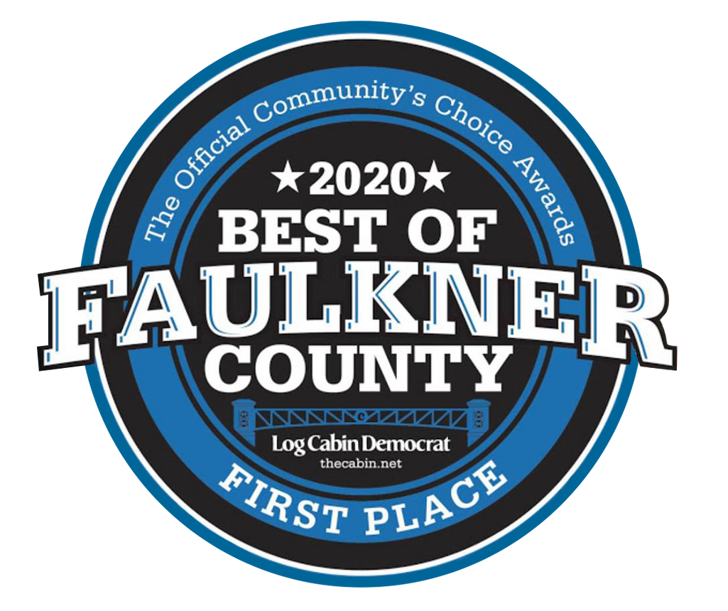 A logo for the best of faulkner county