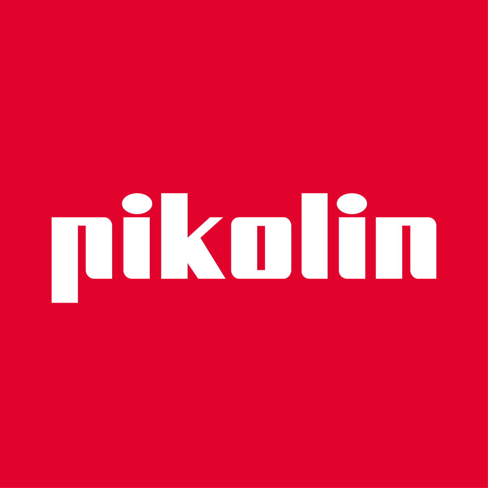 Texto “pikolin” blanco sobre fondo rojo.