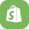 Shopify logo, white shopping bag icon with the letter 