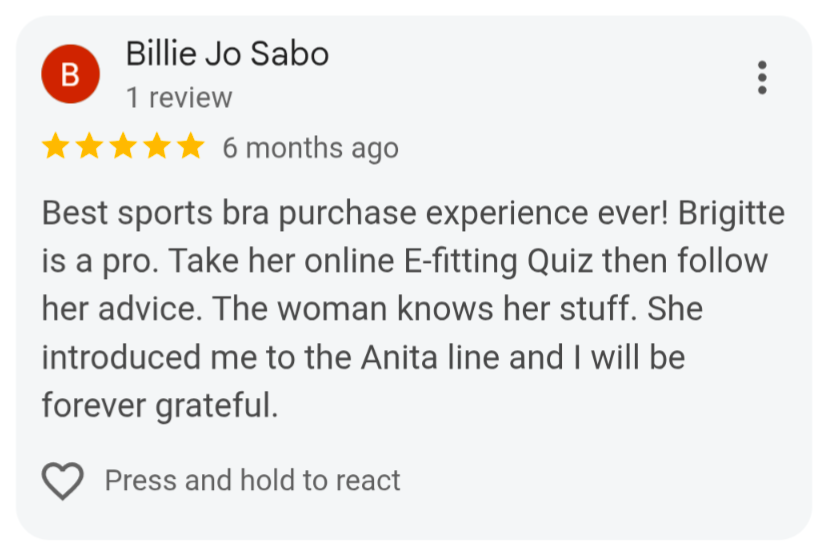 "Best sports bra purchase experience ever"