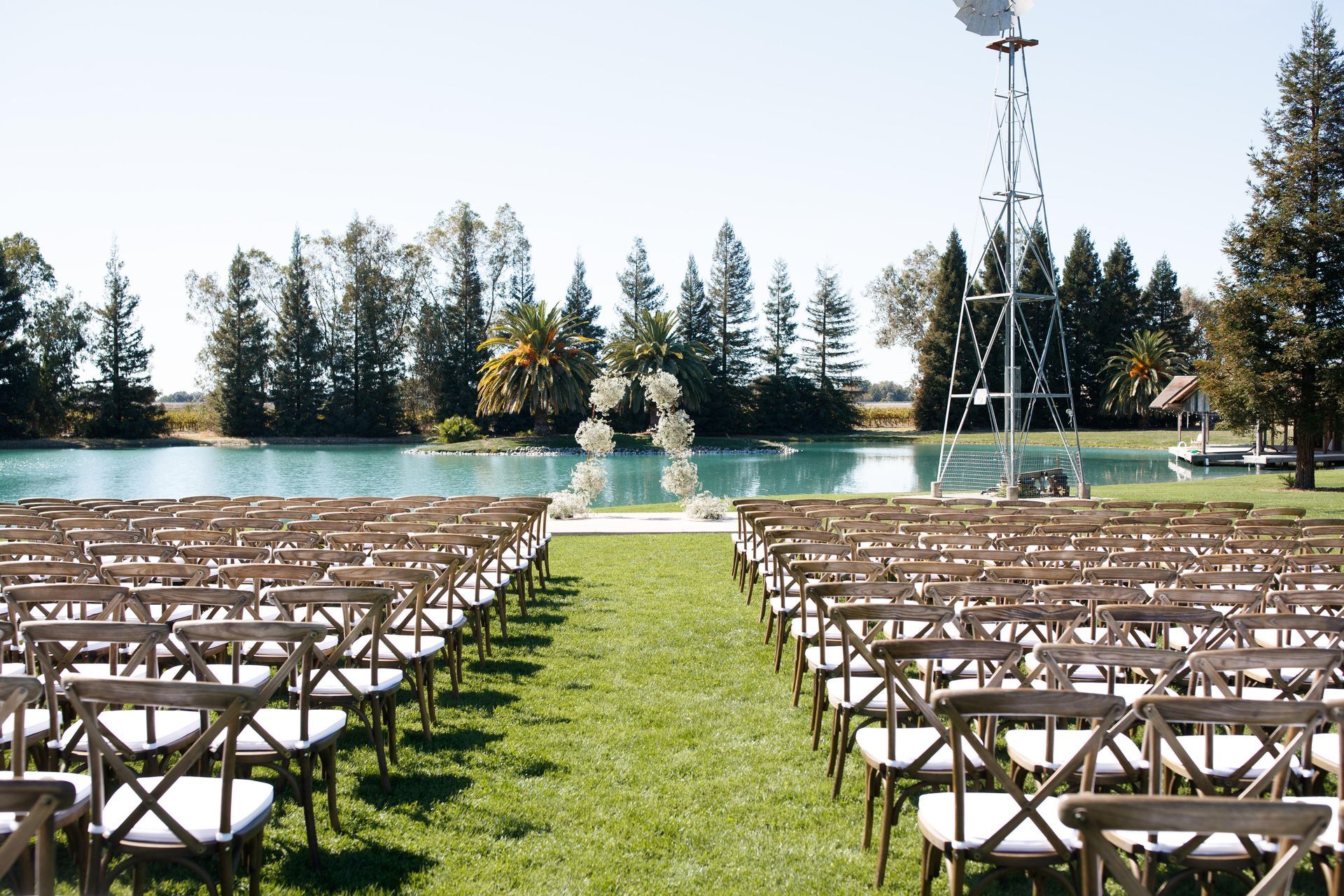 Wedding Outdoor Ceremony in Front of Lake