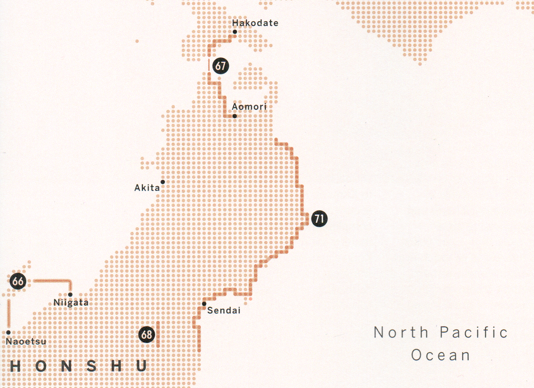 Map showing tours shown in Ultimate Japan book. 