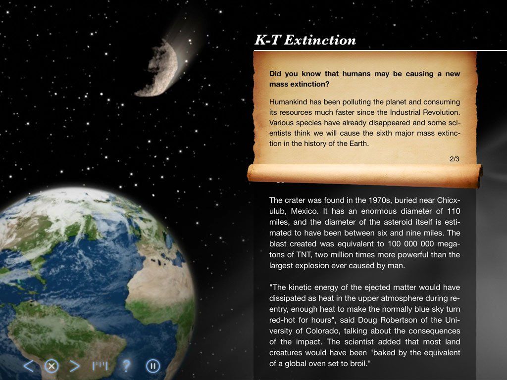 K-T Extinction - Back in Time Screenshot - Universe, Earth and World History - App by LANDKA ® K-T Extinction - Back in Time Screenshot - Universe, Earth and World History - App by LANDKA ®