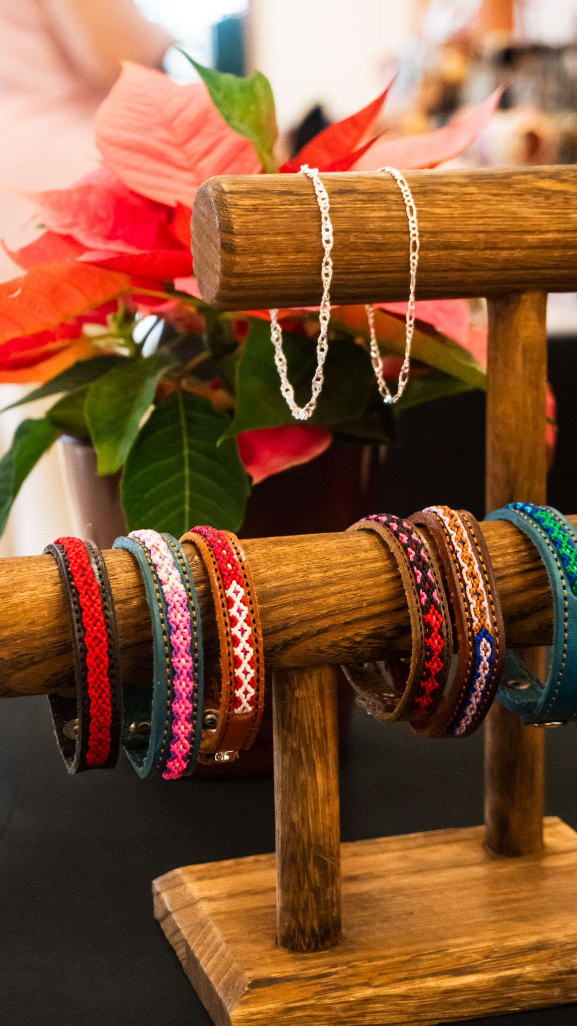 Handmade bracelets and Mexican silver jewelry displayed at My Silver Linings Boutique pop-up market.