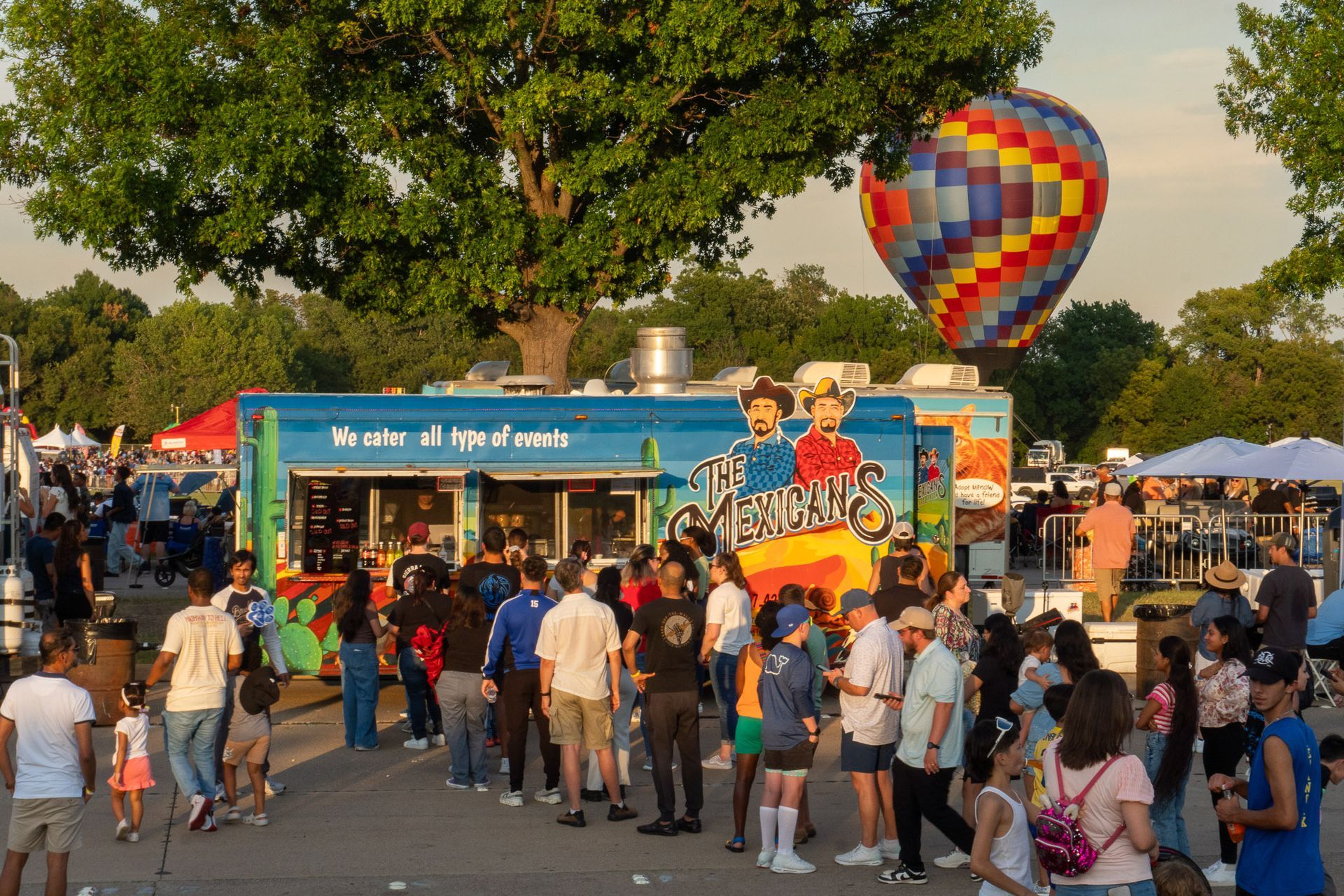 A massive crowd in line for The Mexicans Food Truck during the annual Plano Balloon Festival.