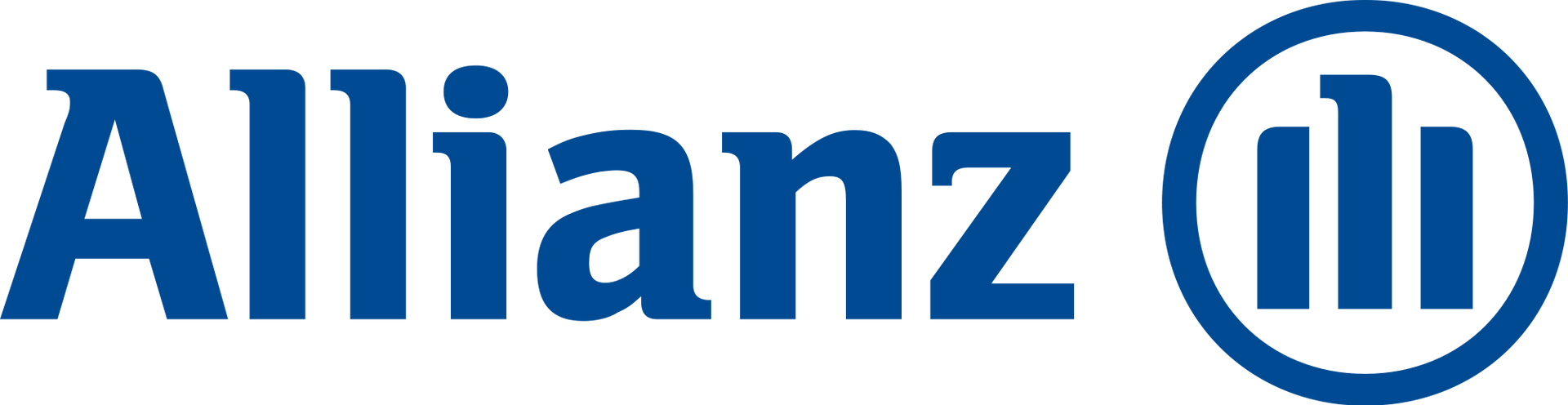Logotipo da Allianz em azul com um ícone circular de gráfico de barras.