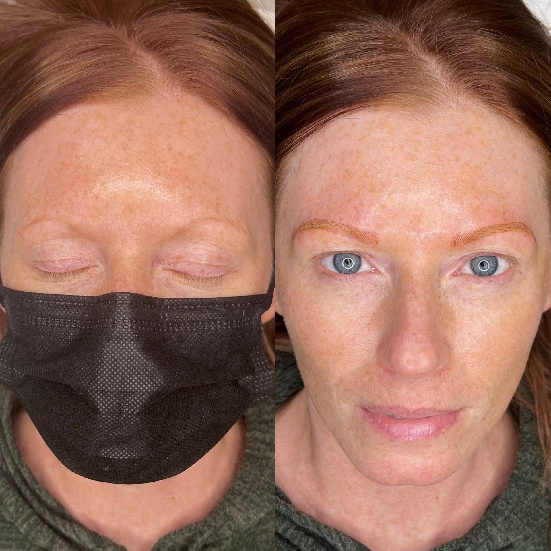 natural red hair stroke Microblading Lexington