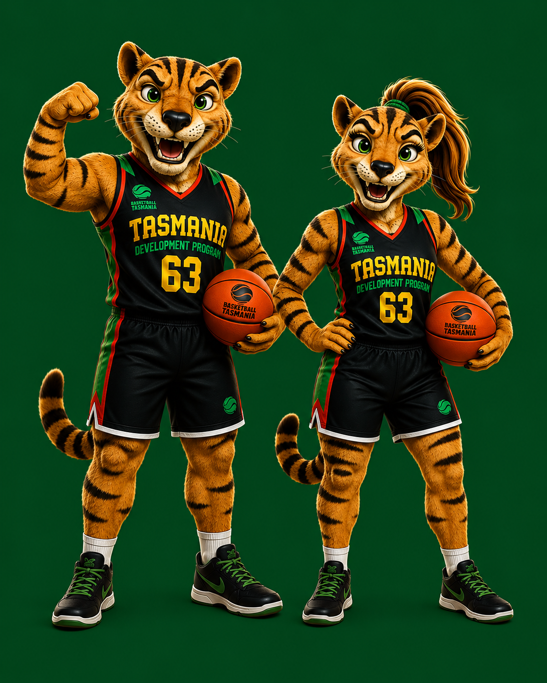 Northern Tigers mascots in team uniform