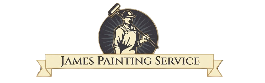 James Painting Service logo with a painter holding a brush over a beige banner.