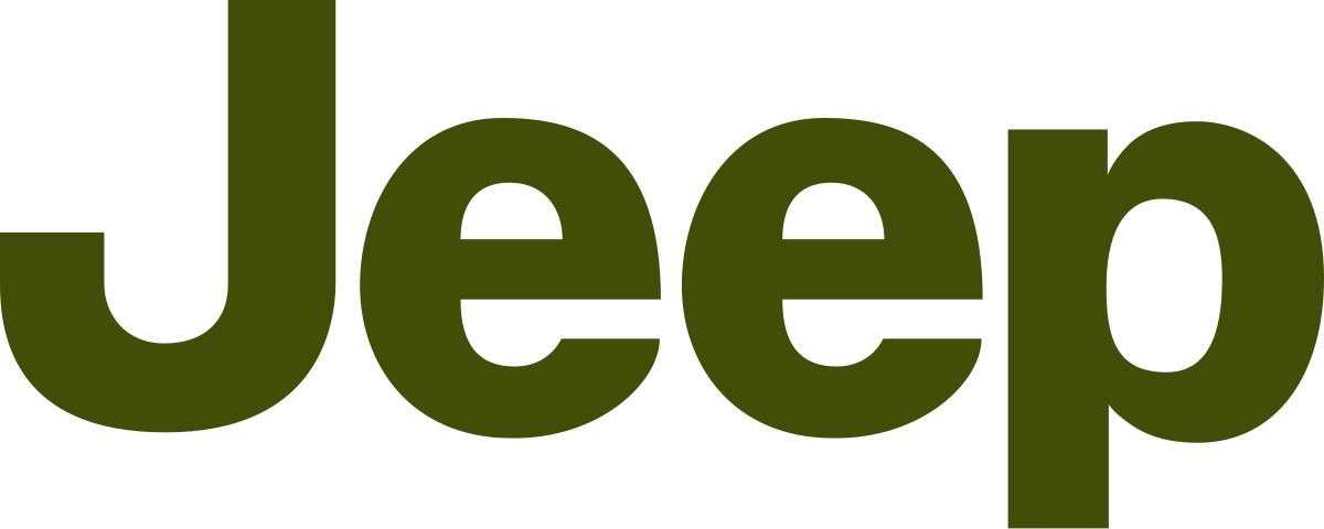 Logo Jeep verde oliva scuro su sfondo bianco.