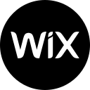 Wix logo in white on a black circular background