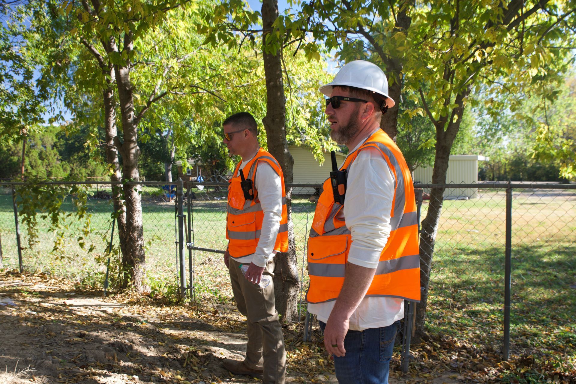 KV Strataworks team reviewing project plans and discussing next steps at the job site.