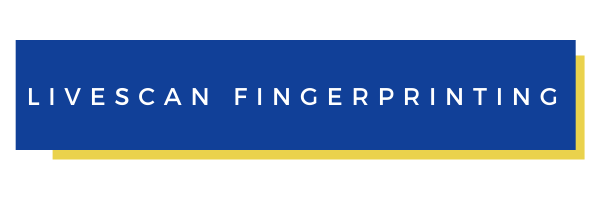 LiveScan Fingerprinting logo in blue and gold text on a white background