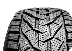 Close-up of a black car tire tread with a V-shaped winter pattern | Pine Island Auto