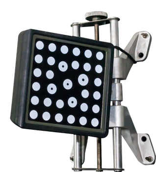 Square black LED light panel with white dots on a metal mounting bracket | Pine Island Auto