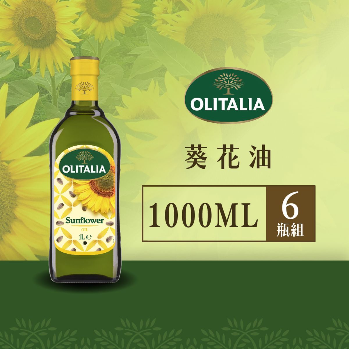 奧利塔-葵花油*6瓶組  ( 1L ) ◖2 組更優惠◗